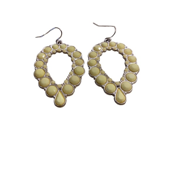 Earrings | Yellow Tear Drop Shape Silver Pastel Yellow New - Picture 6 of 6